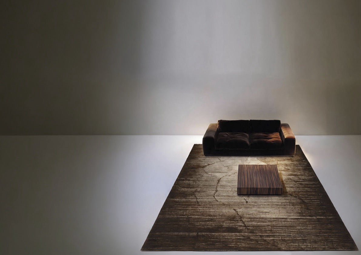 Acsento Moonshadow Chocolate rug in dark brown shading from chocolate to champagne, shown in an interior