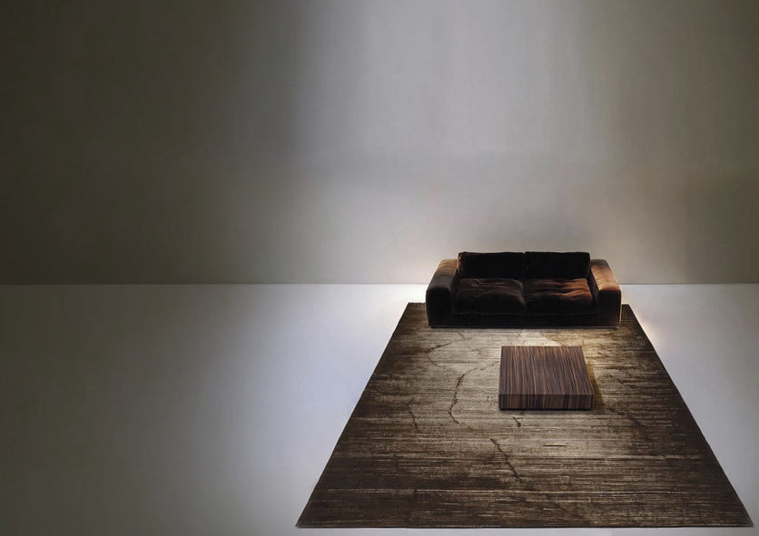 Acsento Moonshadow Chocolate rug in dark brown shading from chocolate to champagne, shown in an interior