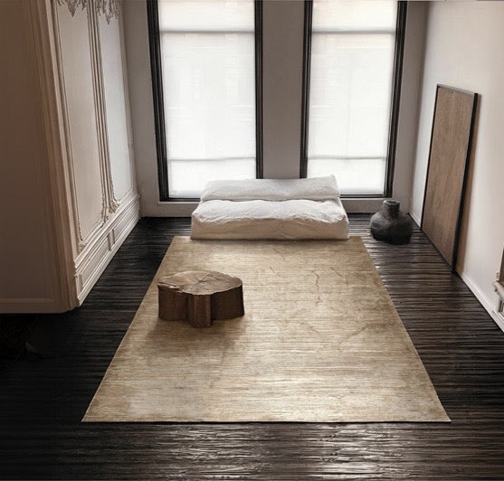 Acsento Moonshadow Noisette rug in hazelnut beige and light brown, shown in an interior