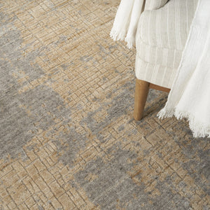 Nourison Harmony HAY05 Grey Gold Rug, close up