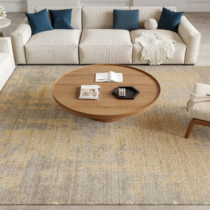 Nourison Harmony HAY05 Grey Gold Rug, in a living room