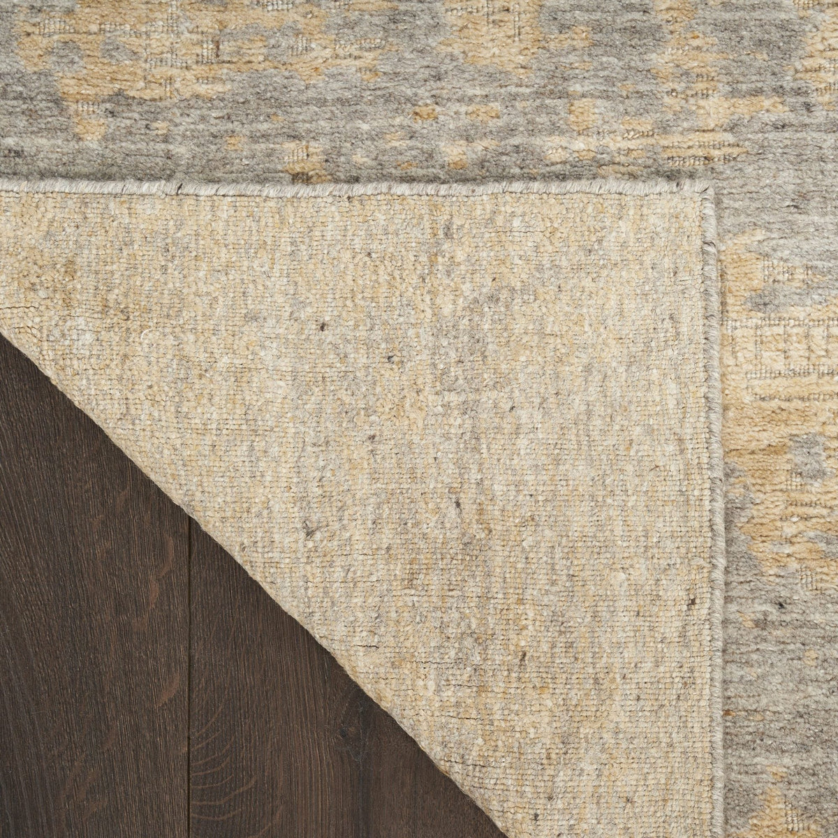 Nourison Harmony HAY05 Grey Gold Rug, back of the rug