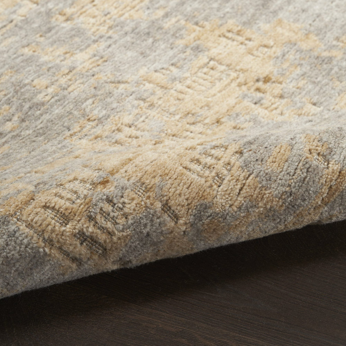 Nourison Harmony HAY05 Grey Gold Rug, texture of the pile