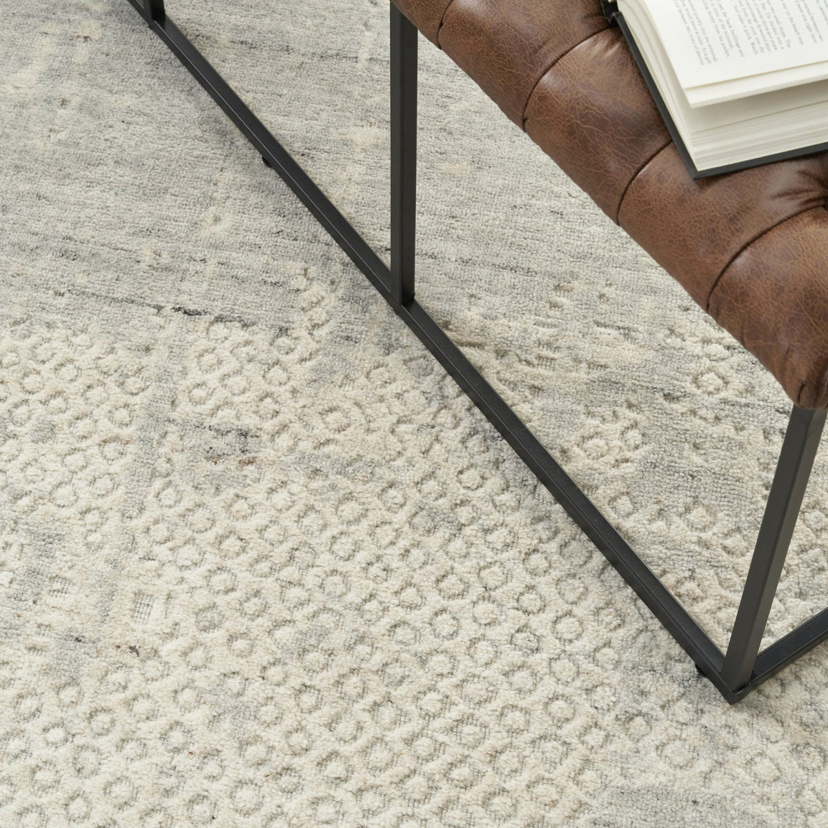 Nourison Harmony HAY04 Ivory Grey Rug, close up