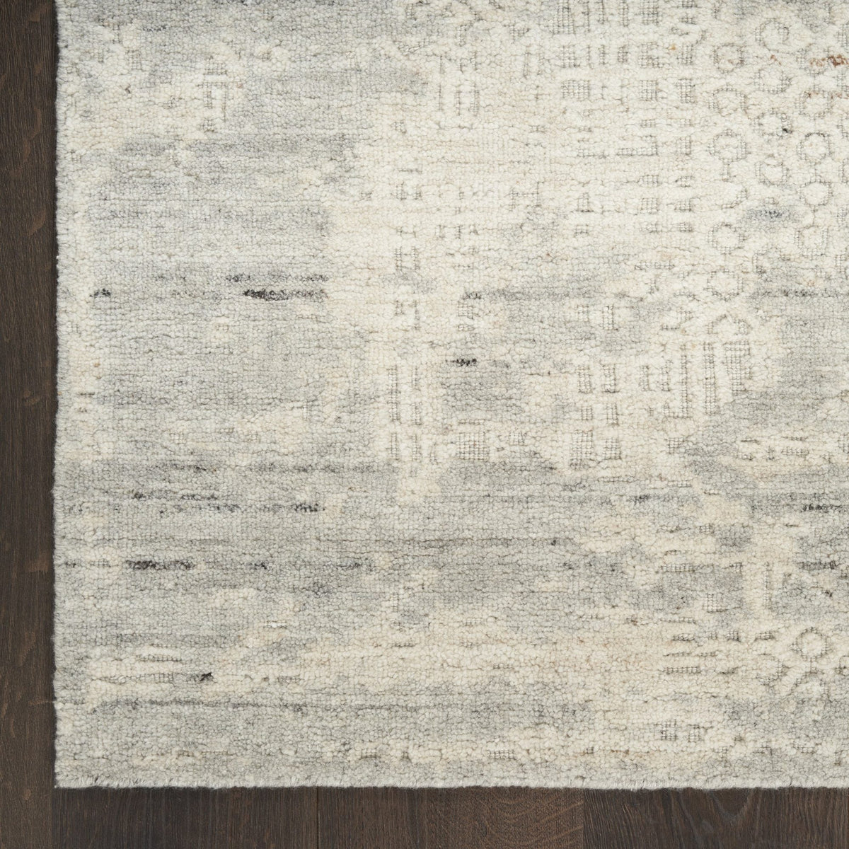 Nourison Harmony HAY04 Ivory Grey Rug, corner