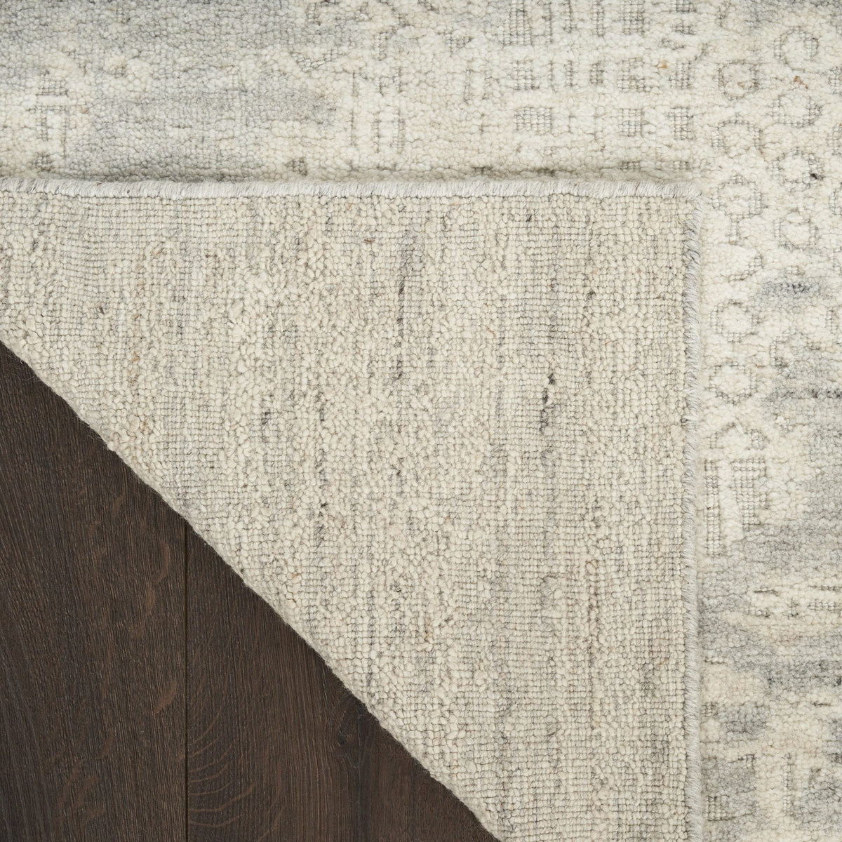Nourison Harmony HAY04 Ivory Grey Rug, back of the rug
