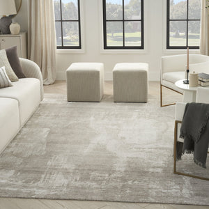 Nourison Harmony HAY06 Silver Grey Rug, in a living room