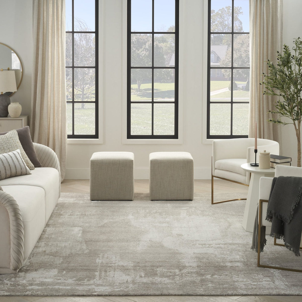 Nourison Harmony HAY06 Silver Grey Rug, in a living room