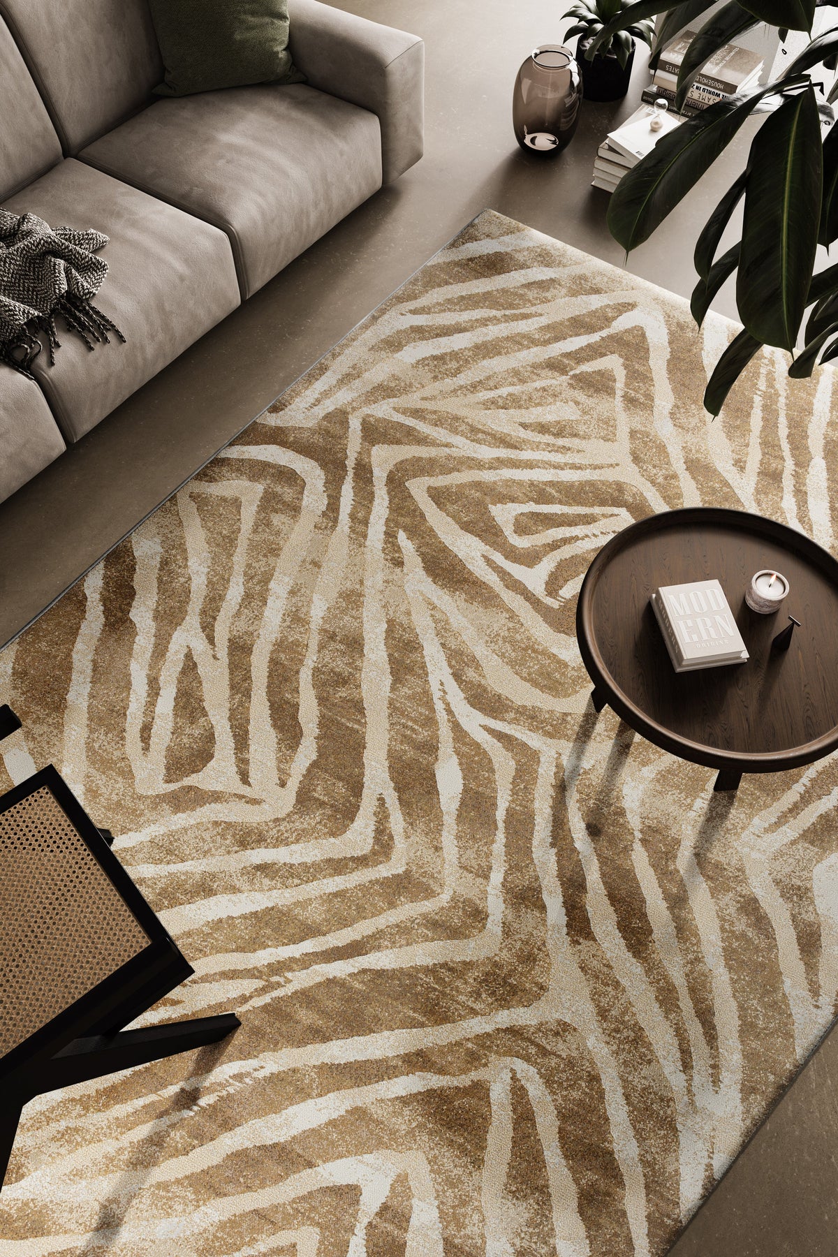 Ochre Patterned Rug Tapison Home Torino, in a room