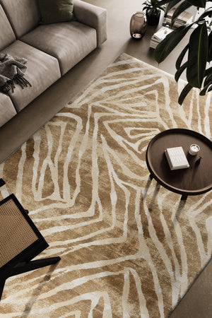 Ochre Patterned Rug Tapison Home Torino, in a room