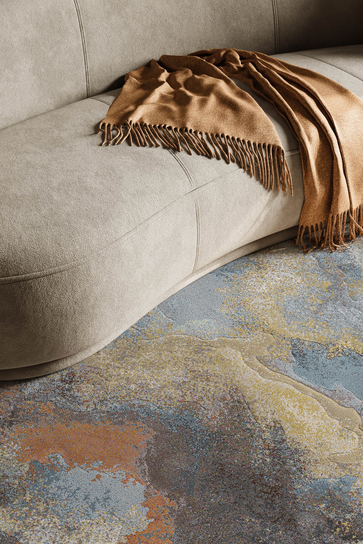 Rust Abstract Rug Tapison Home Torino, in a room