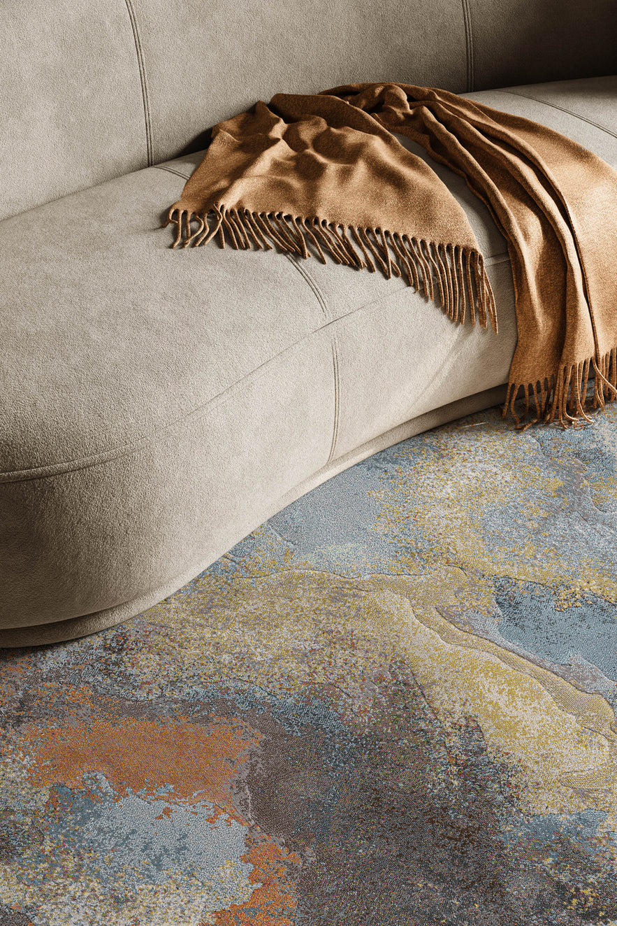 Rust Abstract Rug Tapison Home Torino, in a room