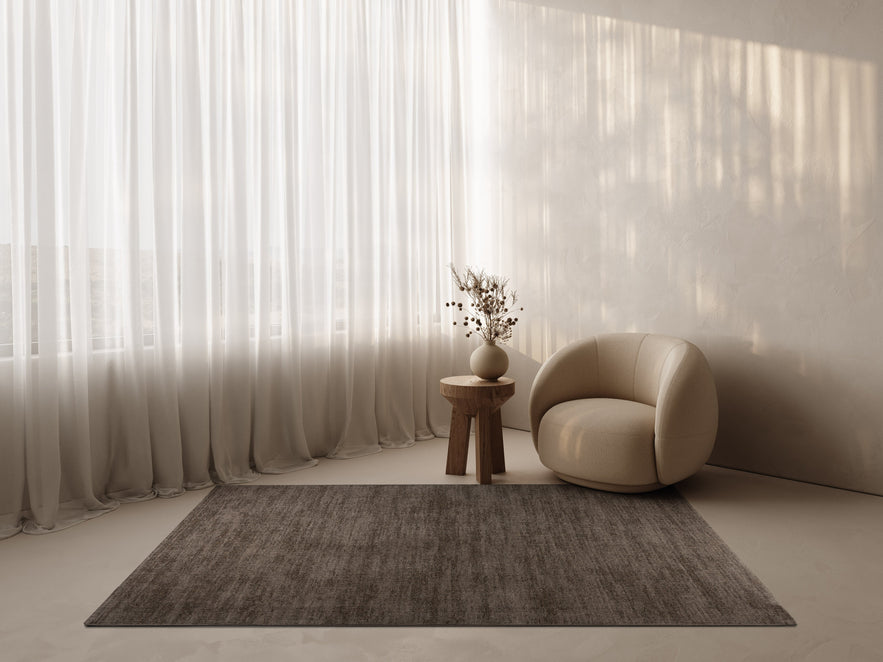 Mushroom Taupe Rug Tapison Home Torino, in a room