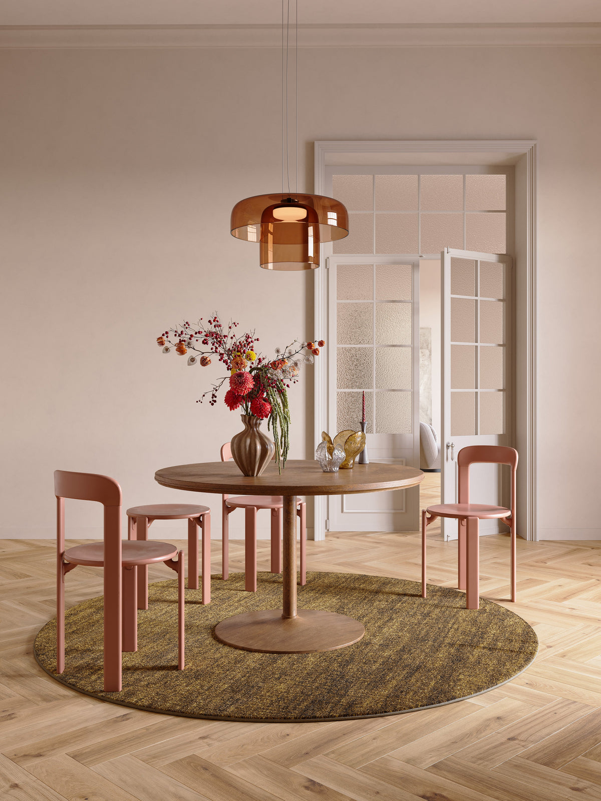 Cognac Brown Rug Tapison Home Torino, in a room