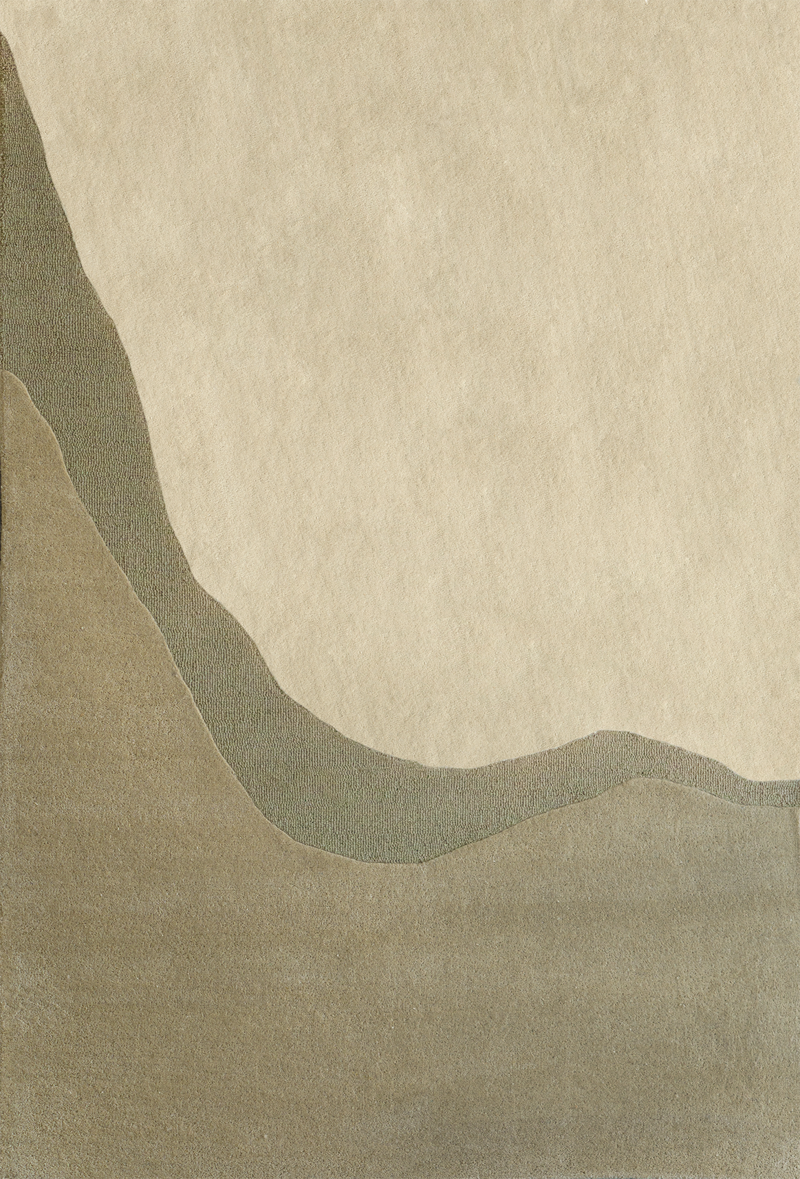 Top-down view of Acsento Figari Khaki rug showing full surface pattern in muted khaki tones

