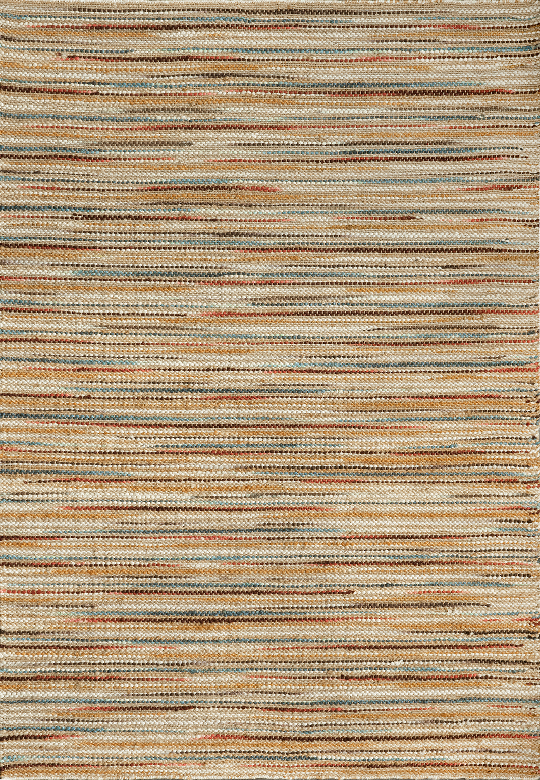 Top-down view of the Acsento Bilbao Multi rug displaying its full, colorful striped design

