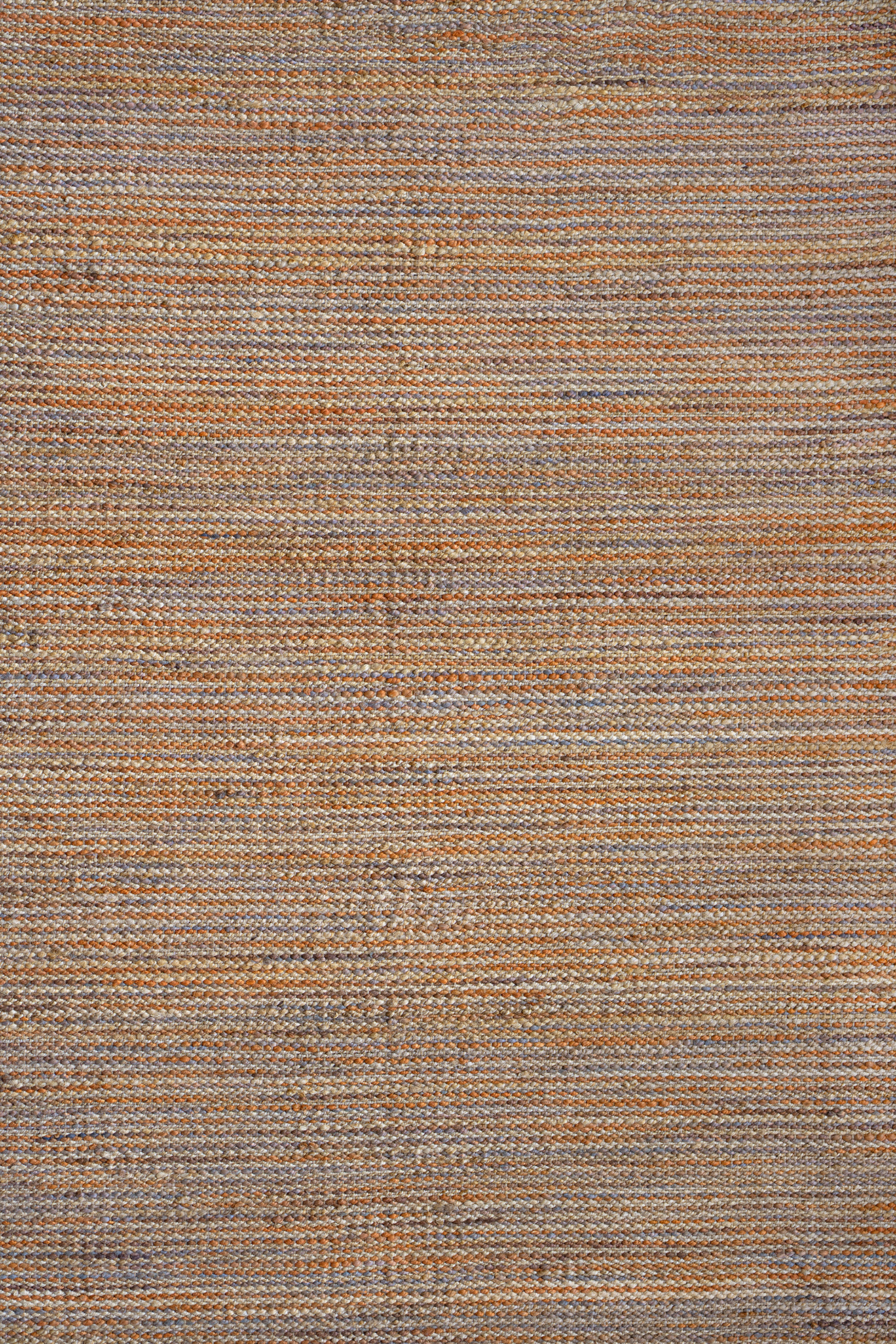 Top-down view of Acsento Bilbao Terra rug displaying full surface in solid terracotta jute weave

