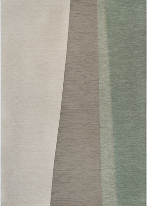 Full top-down view of Acsento Capri Natural Sage flatweave rug showing subtle striped design in beige and sage

