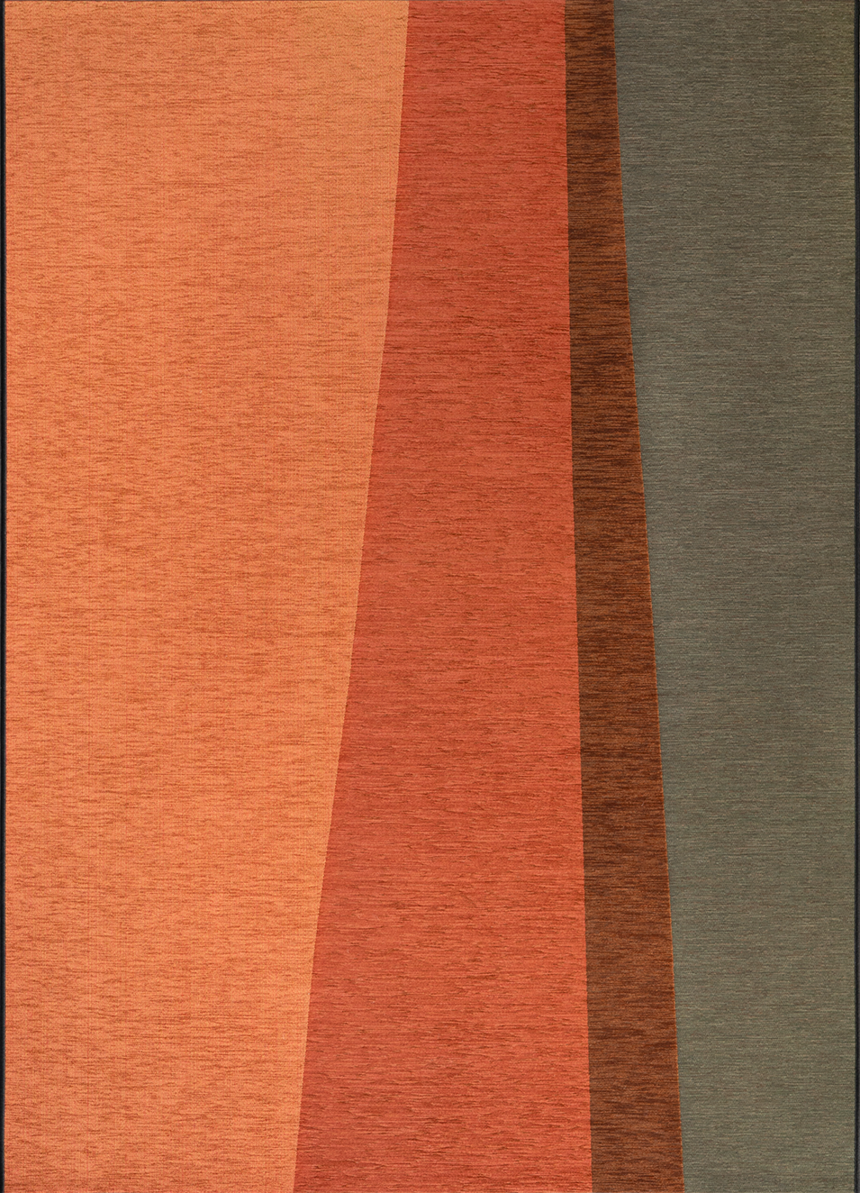 Top-down view of Acsento Capri Terra Forest outdoor rug displaying full striped layout in green and orange

