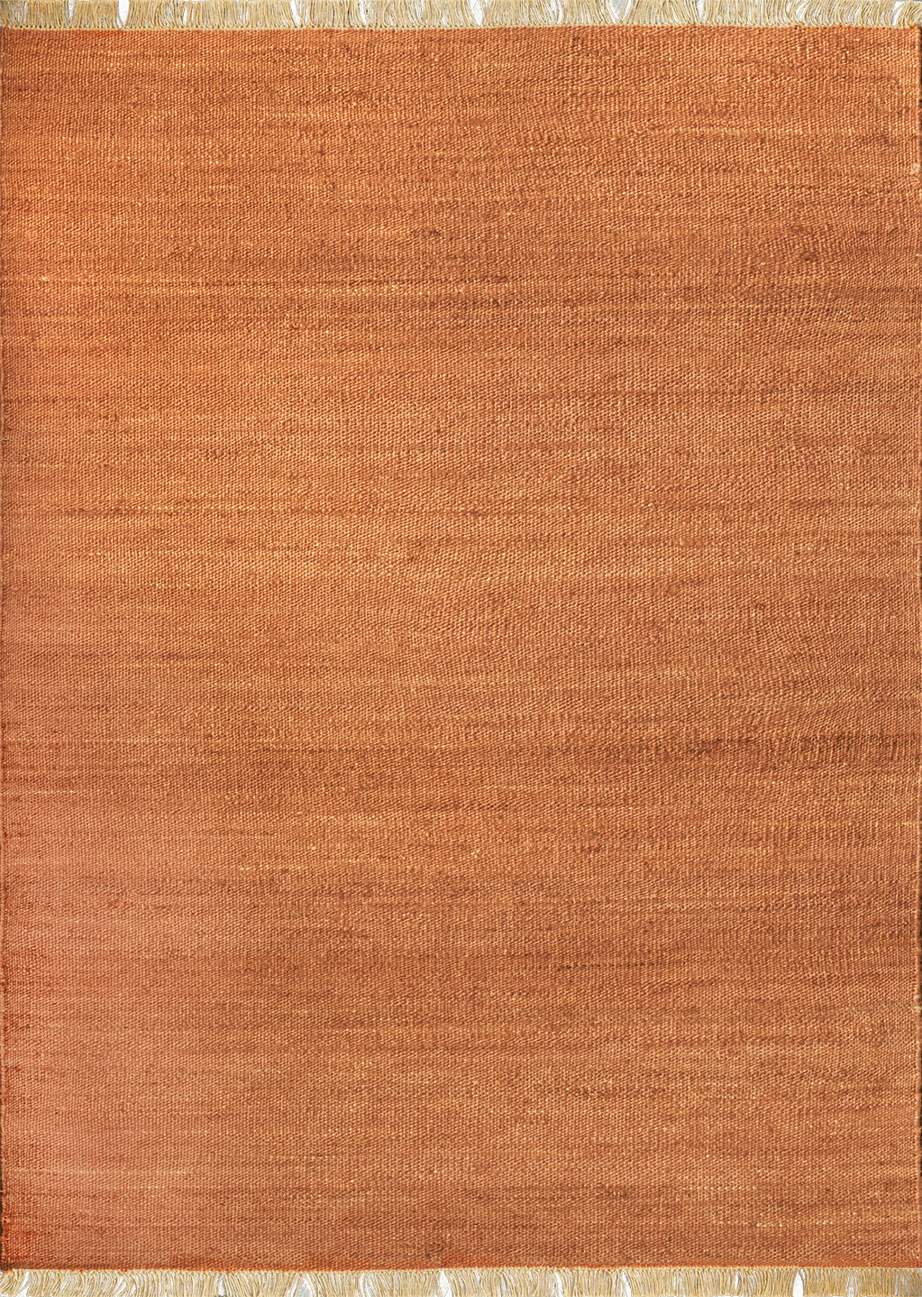 Top-down view of the Acsento Vigo Terracotta rug displaying its full, plain design in warm terracotta.

