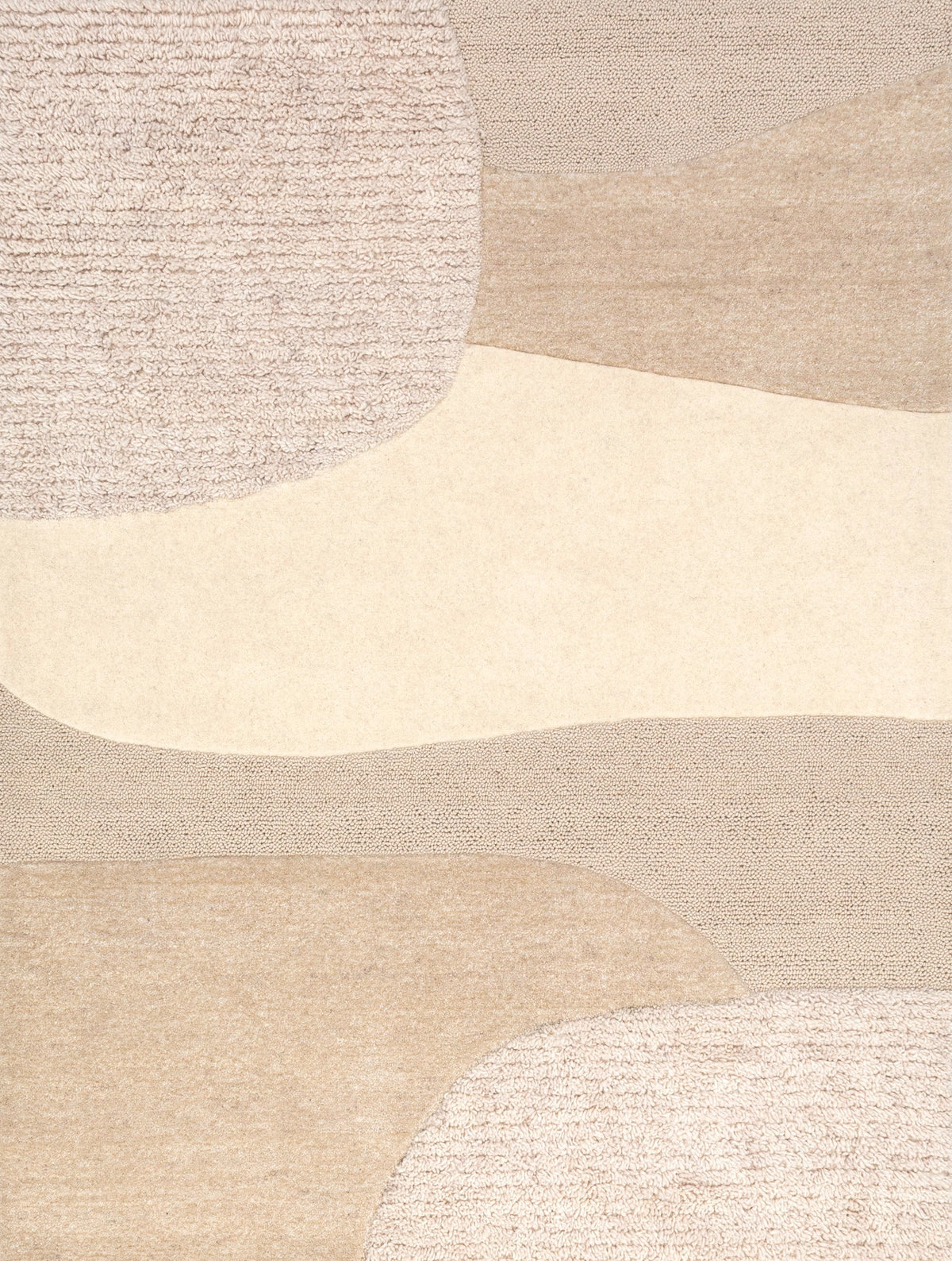 Acsento Bergen rug in ivory, sand and greige with organic colour fields, top view