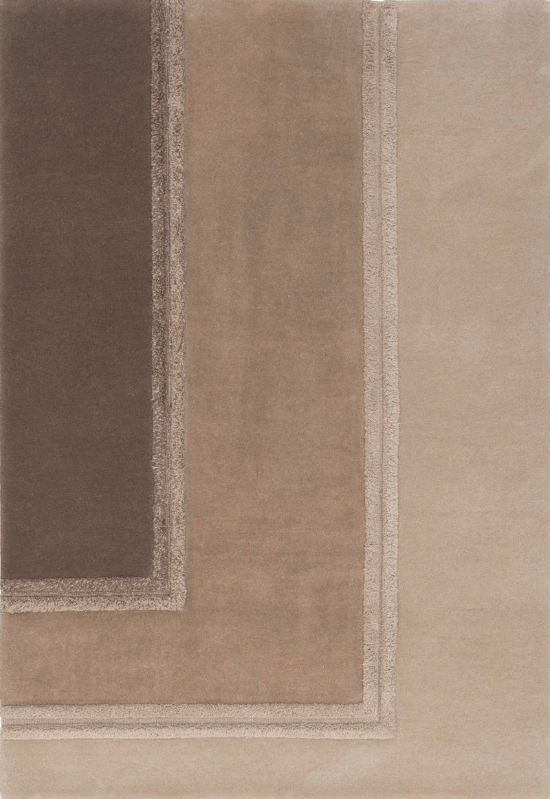 Acsento Delos Beige rug in three beige tones from taupe to sand with raised borders, top view