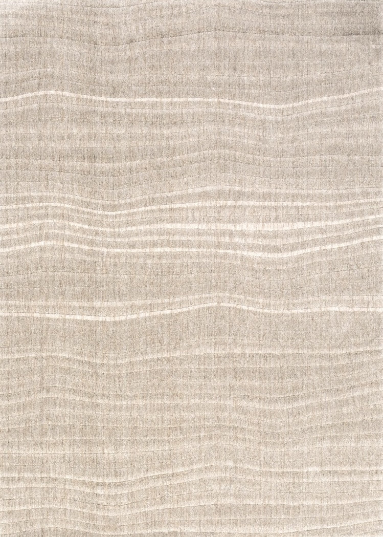 Acsento Duna Linen rug in linen beige with fine wavy lines, top view
