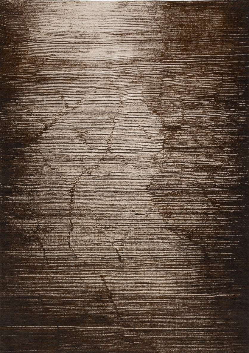 Acsento Moonshadow Chocolate rug in dark brown shading from chocolate to champagne, top view
