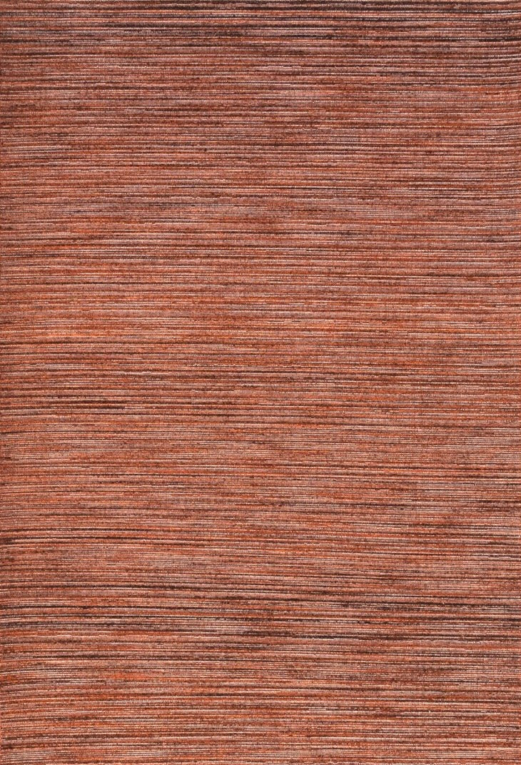 Acsento Origin Brick rug in terracotta with brick red and brown stripes, top view