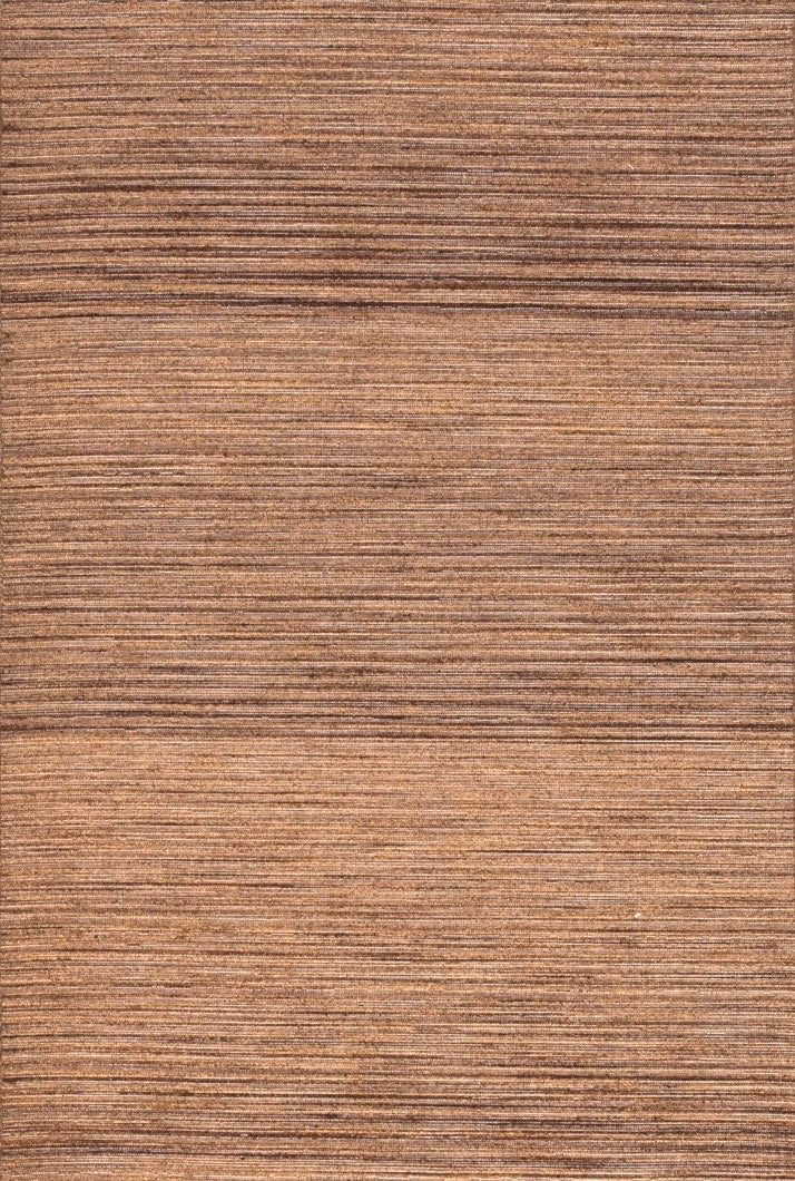 Acsento Origin Brown rug in brown with cognac and caramel stripes, top view