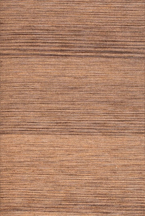 Acsento Origin Brown rug in brown with cognac and caramel stripes, top view