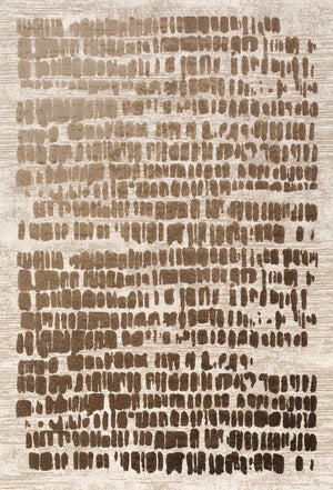 Acsento Papyrus Beige rug in beige with rows of brown brush marks, top view