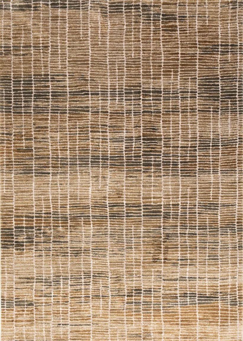 Acsento Siena 68 rug in beige with a soft check in sand, ochre and charcoal, top view