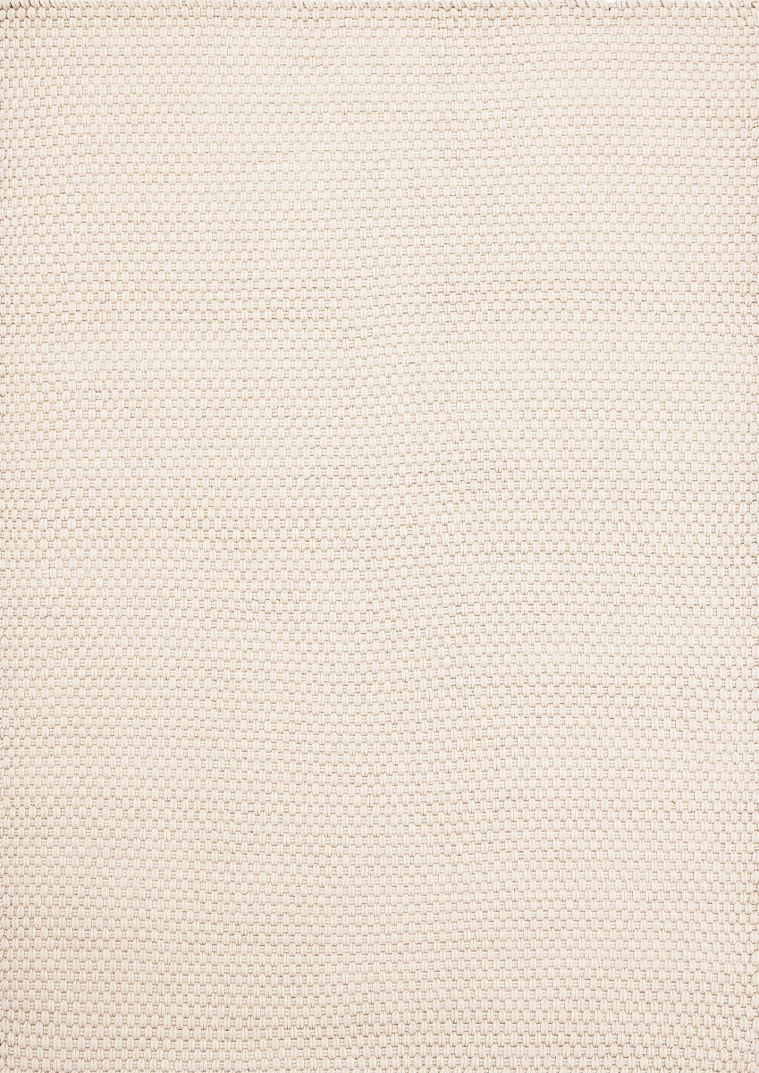 Top-down image of Lace White Sand rug with soft neutral weave and sun-washed palette