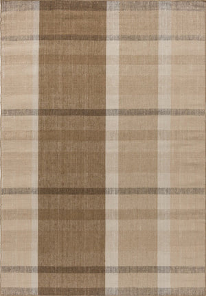 Brink & Campman Zona Block Stripe Cashew outdoor rug in full view showing block stripe pattern