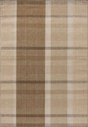 Brink & Campman Zona Block Stripe Cashew outdoor rug in full view showing block stripe pattern