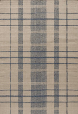 Full view of Brink & Campman Zona Check Denim rug showing geometric check design