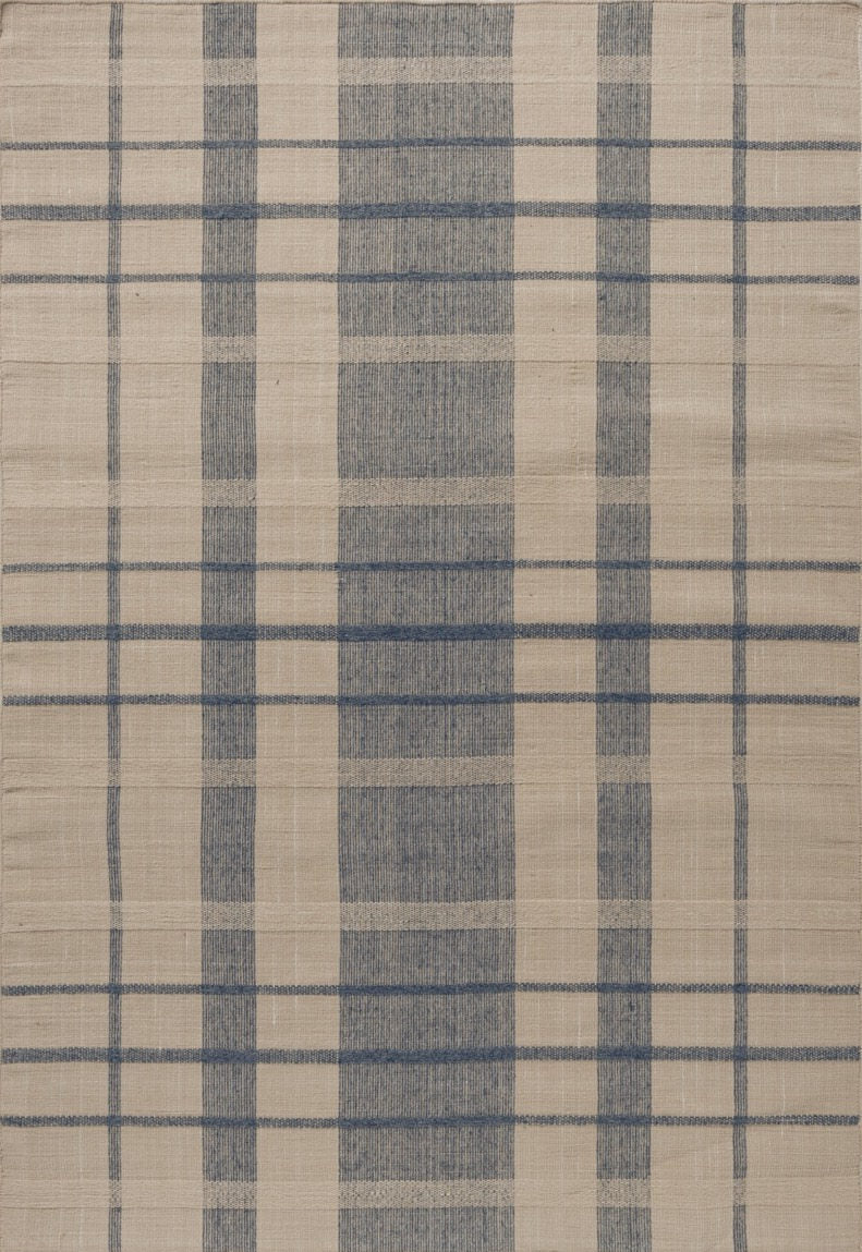 Full view of Brink & Campman Zona Check Denim rug showing geometric check design