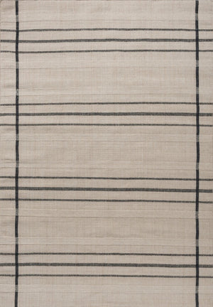 Brink & Campman Zona Line Charcoal outdoor rug in full view on neutral background