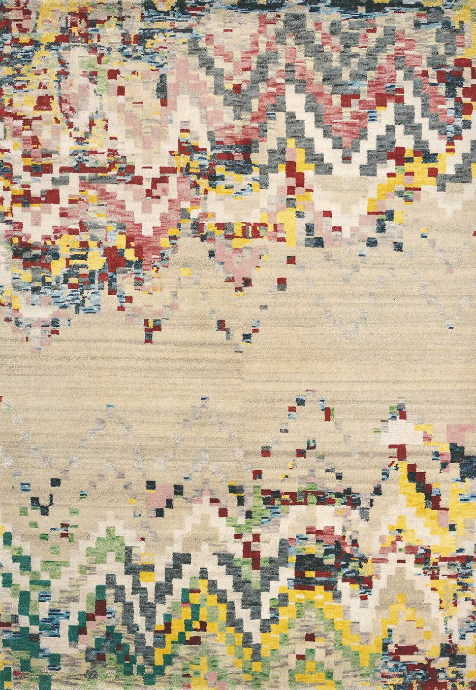 Top-down image of the Brink & Campman Yeti Anapurna rug displaying its vibrant, multicolour design.