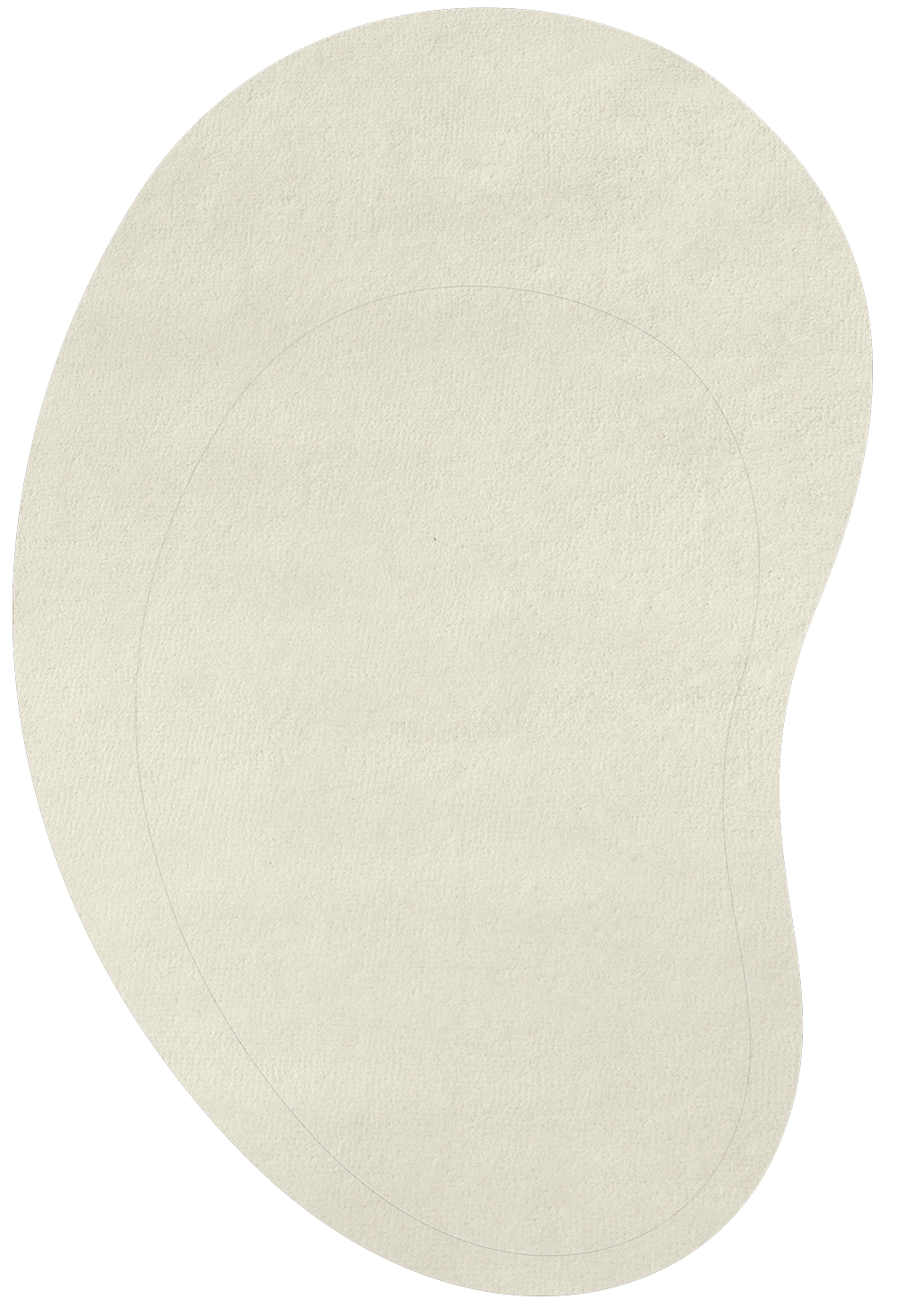 Layered Residue Bone White hand-tufted wool rug with organic curved shape - Scandinavian modern design in ivory