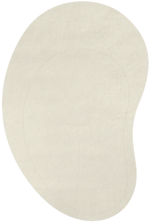 Layered Residue Bone White hand-tufted wool rug with organic curved shape - Scandinavian modern design in ivory
