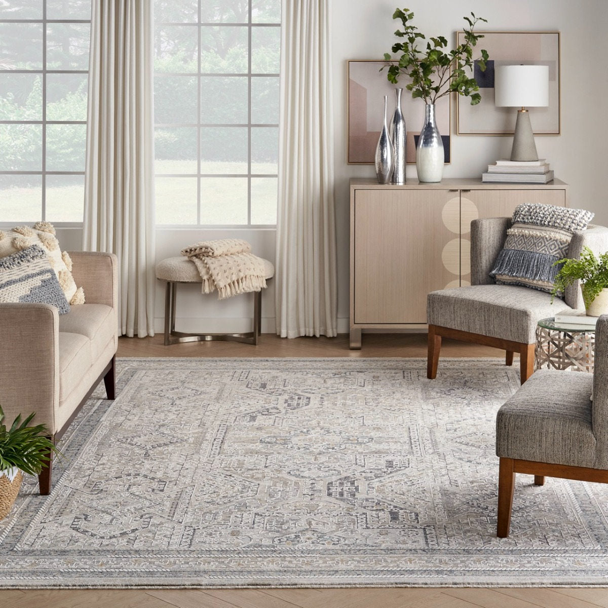 Nourison Lynx Ivory Grey Blue LNX01