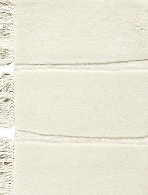 Massimo Atoll Cream hand tufted wool rug, detail of the fringes