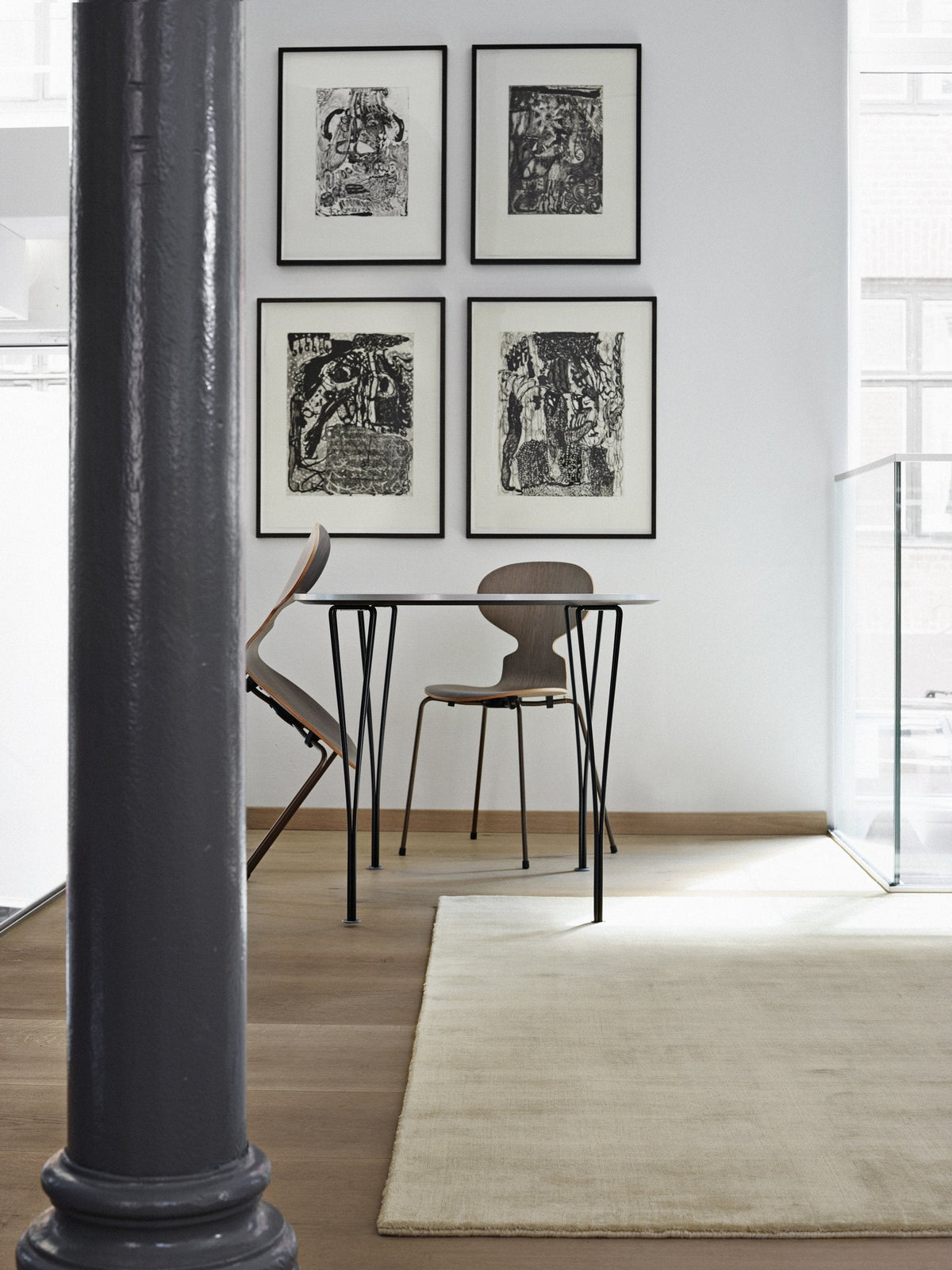 Massimo Earth Bamboo Soft Grey wool rug, shown in an interior