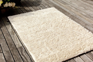 Massimo Rya Cream high pile wool rug, perspective view