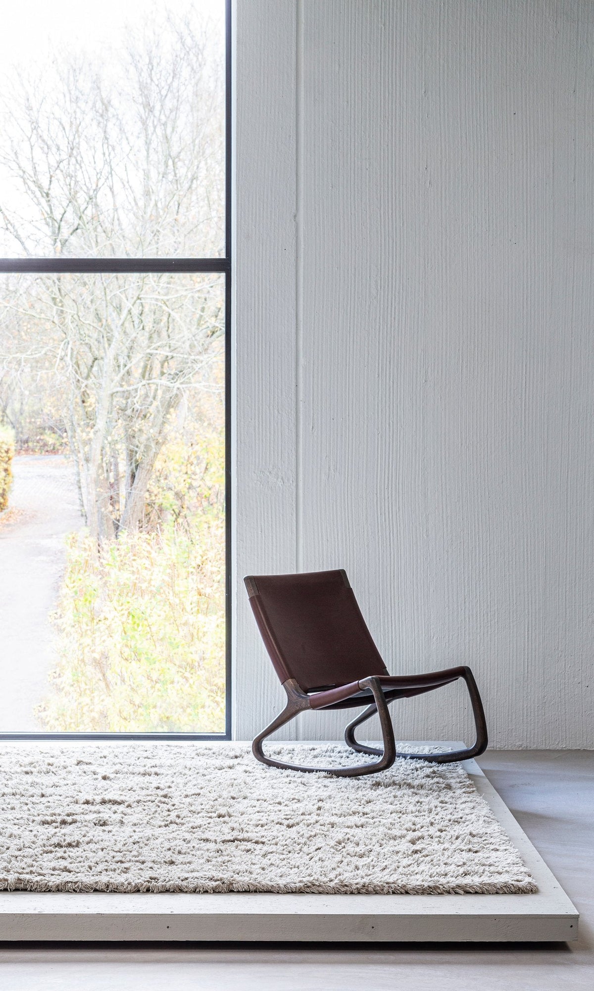 Massimo Rya Soft Beige high pile wool rug, shown in an interior