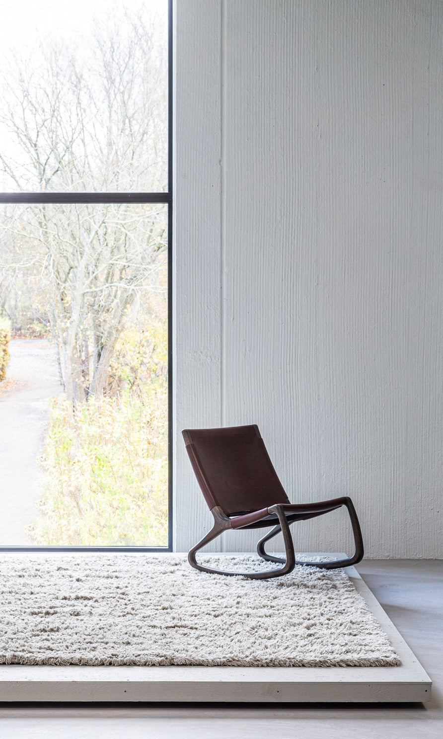Massimo Rya Soft Beige high pile wool rug, shown in an interior