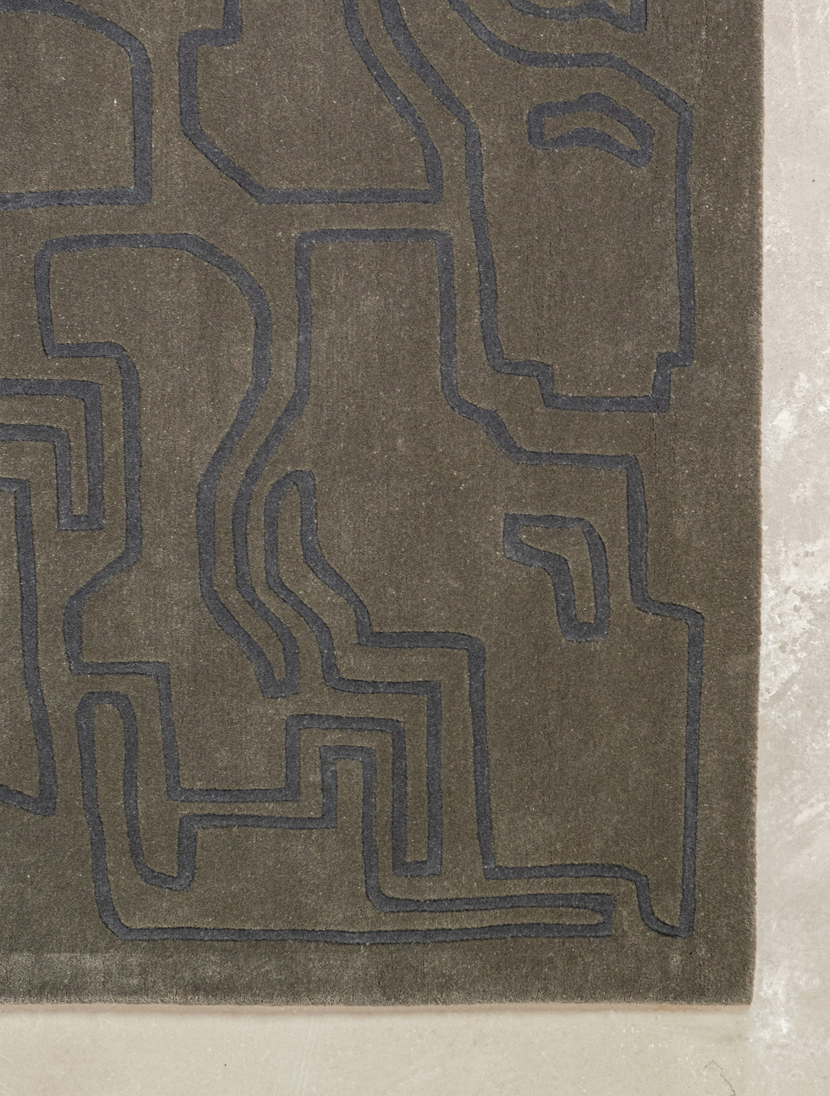 Massimo Structures 2.0 Arctic Green rug, detail of the corner