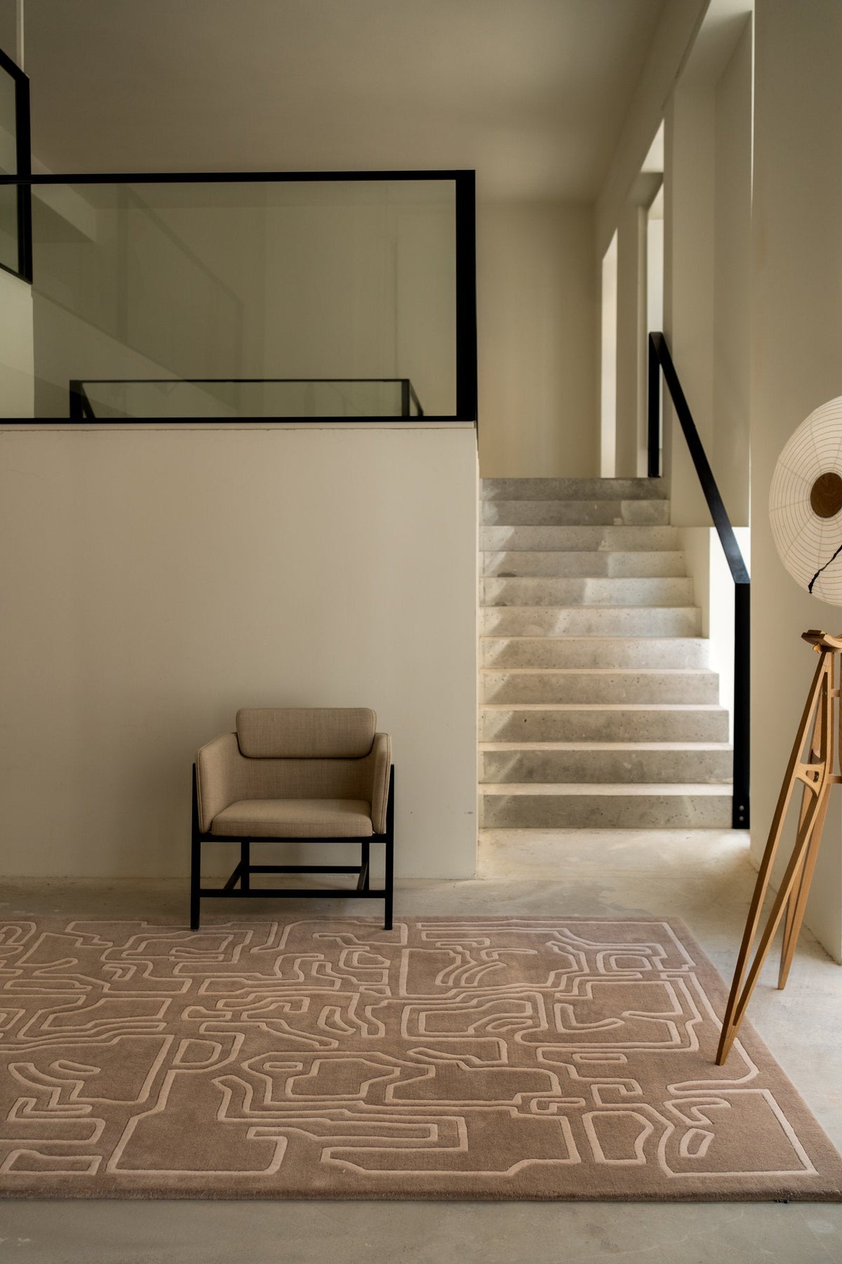 Massimo Structures 2.0 Pale Rose pink rug, shown in an interior